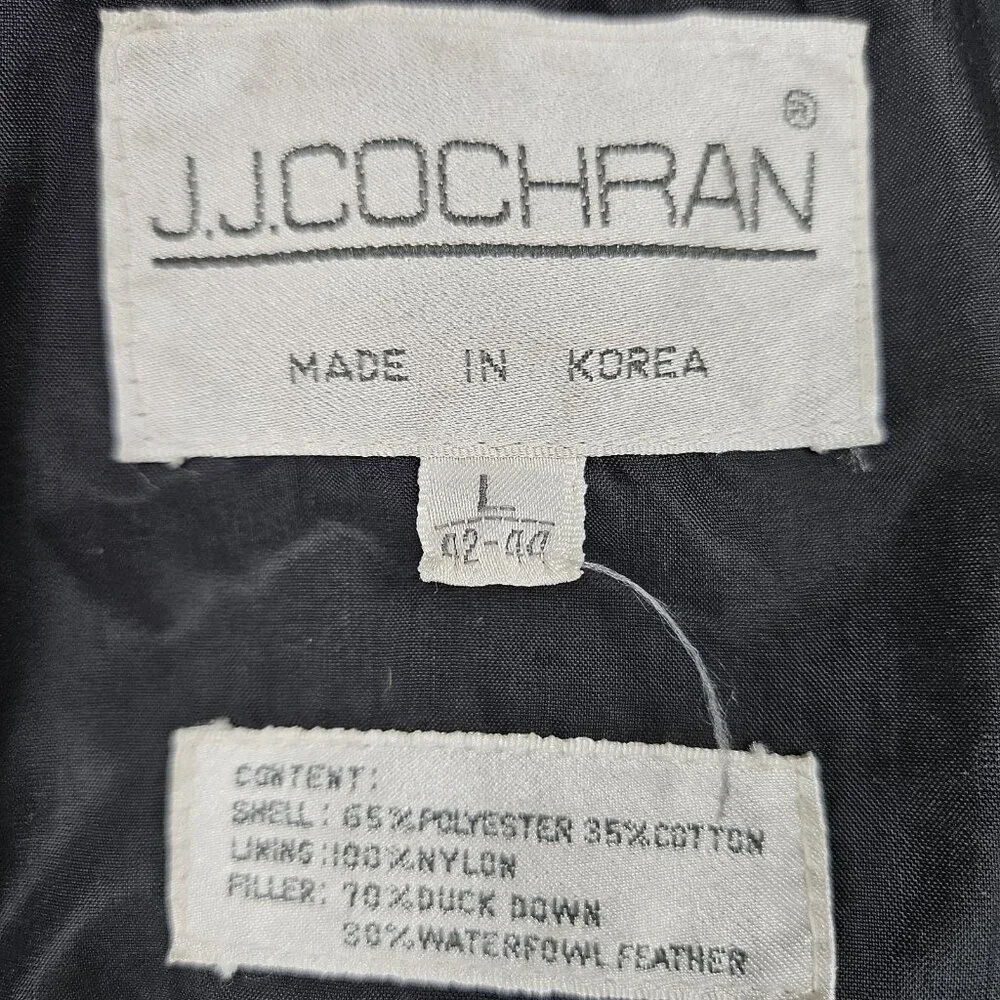 VTG J.J. Cochran Black Duck Down Feather Pocket Long Coat Parka Large 42-44